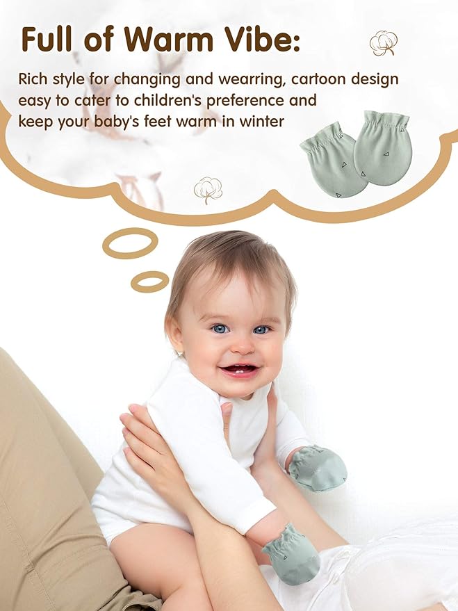 24 Pairs Newborn Baby Mittens Unisex Cute Glove No Scratch Baby Mittens Gloves for 0-6 Months Boys Girls