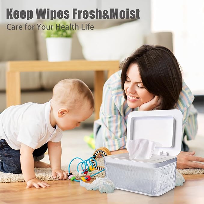 Wet Baby Wipes Dispenser - Large Capacity Wipe Holder Seal-Designed Dust-Proof Wet Wipes Container Keep Diaper Wipes Fresh
