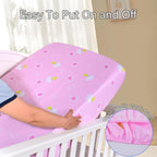 UOMNY Crib Sheet, Pink Clouds Crib Sheets Baby Sheet for Standard Crib and Toddler Mattresses Nursery Bedding Sheet Crib Mattress Sheets for Boys and Girls 1 Pack Toddler Sheet