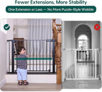 BABELIO Baby Gate for Doorways and Stairs, 41-46" Pet Gate with Wide Walk Thru Door and Lock Indicator, No Drill Pressure Mounted Safety Gate with Double Lock and Self-Closing, Black