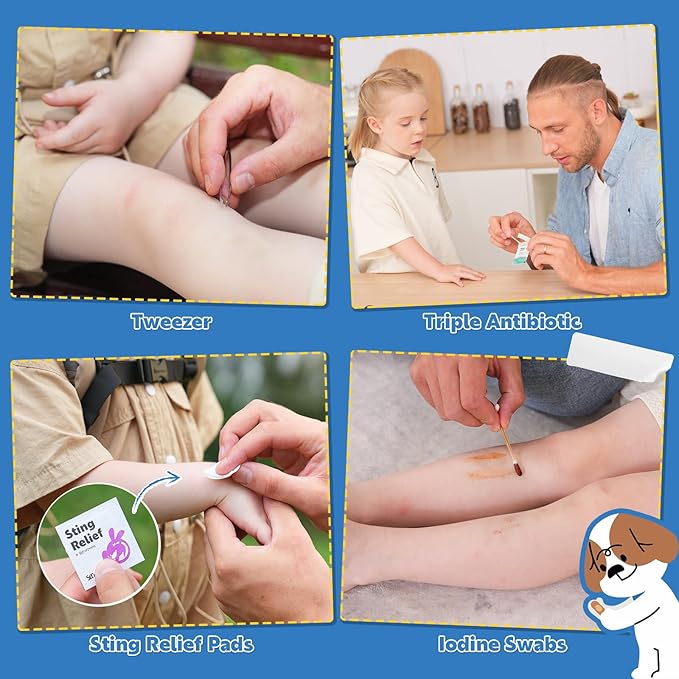 StBernard Kids First Aid Kit, EDC Mini Portable Medical Kit with Cute Bandages, Tools for Children's Daily Boo-Boos, Suits for Home, School, Camping, Hiking, Cub Scouts, Backpacking (Purple)