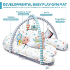 Baby Play Mat, 7-in-1 Tummy Time Activity Gym Mat, Washable Baby Lounger Nest, Portable Floor Seat for Home & Travel, Baby Essentials Gift for Infant Newborn 0-6-12-18 Months