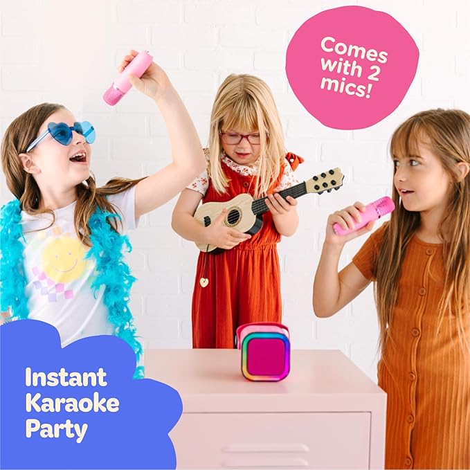 Move2Play, Karaoke Machine for Kids | Includes 20+ Kid Songs | 2 Microphones | Connect with Bluetooth | 3, 4, 5, 6, 7+ Year Old Gift | Toy for Girls, Boys, & Toddler | Birthday Present