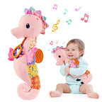 Fuzqq Baby Girl Toys 0-6 Months,Musical Stuffed Animal Plush Toy with Rattle,Soft Newborn Toy for 0 3 6 9 12 Months Girls,Baby Girl Gift,Pink