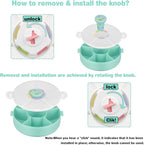 Kids Reusable Rotating Snack Container with 5 Separate Compartments, Color Matching Opening Lid,BPA/PVC-Free, Dishwasher Safe, Perfect for Travel, School Lunches & On-the-Go Snacking-Green