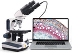 Swift Binocular Compound Microscope SW350B, 40X-2500X Magnification,Siedentopf Head,Research-Grade,Two-Layer Mechanical Stage,1.3mp Camera and Software Windows and Mac Compatible