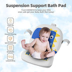 Collapsible Baby Bathtub for Newborn, Foldable Baby Bath Tub with Thermometer & Soft Floating Cushion & Drain Hole, Portable Travel Infant Bath Tubs for Newborns to Toddlers 0-36 Months Boy,NavyBlue