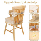 Toddler Booster Seat for Dining Table, Non-Slip Kitchen Chair Booster Seat with Backrest and Adjustable Straps, Portable PU Waterproof Travel Baby Booster Increasing Cushion