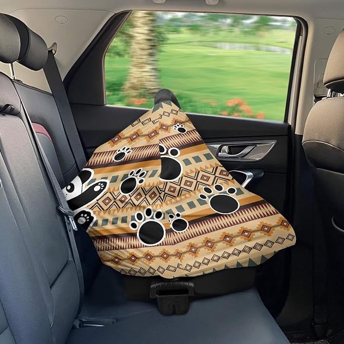 Binienty Breathable Car Seat Covers for Babies Newborns,Aztec Nation Panda Pattern Nursing Cover Breastfeeding Scarf Breathable Stroller Cover for Sun