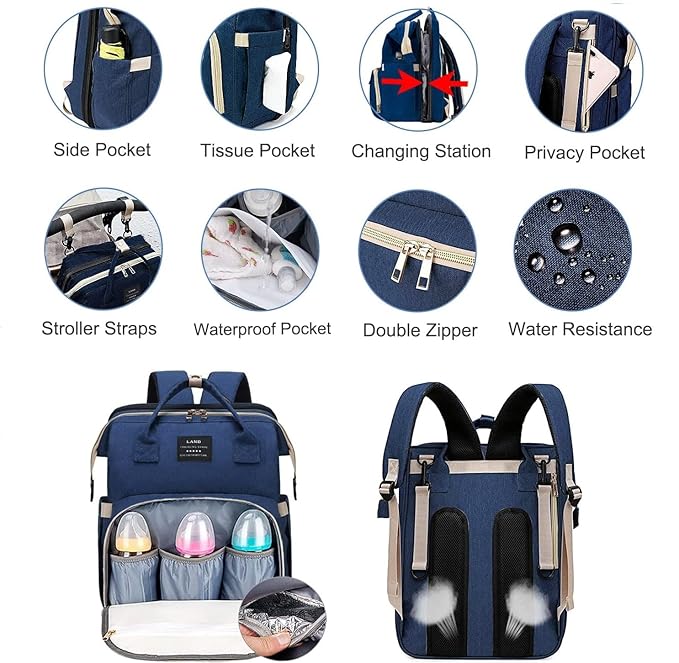 Diaper Bag with Changing Station,Diaper Bag Backpack,Diaper Bag,Large Capacity,900d Excellent Oxford(Ungrade Blue