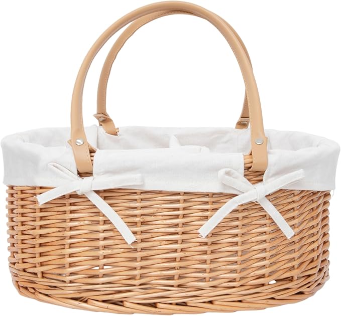 Handwoven Wicker Diaper Caddy Organizer, Multi - functional Baby Diaper Bag for Nursery & Home Storage, Detachable Lining, PU Handles, Baby Registry Must Haves (Wicker)