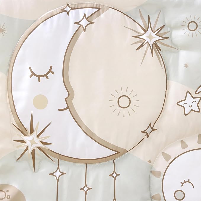 The Peanutshell 5 Piece Baby Crib Bedding Set for Boys & Girls - Newborn, Infant & Toddler Nursery Bed Set Decor with Fitted Crib Sheets, Blanket, Dust Ruffle Comforter - Starry Skies