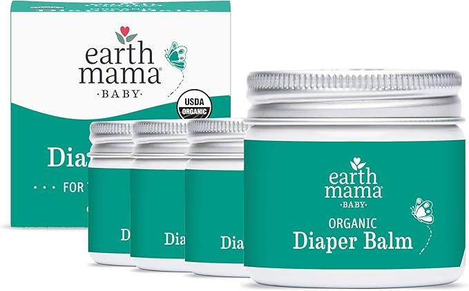 Earth Mama Organic Diaper Balm 2-Ounce | Diaper Cream for Baby | EWG Verified, Petroleum & Artificial Fragrance-Free with Calendula for Sensitive Skin (4-Pack)