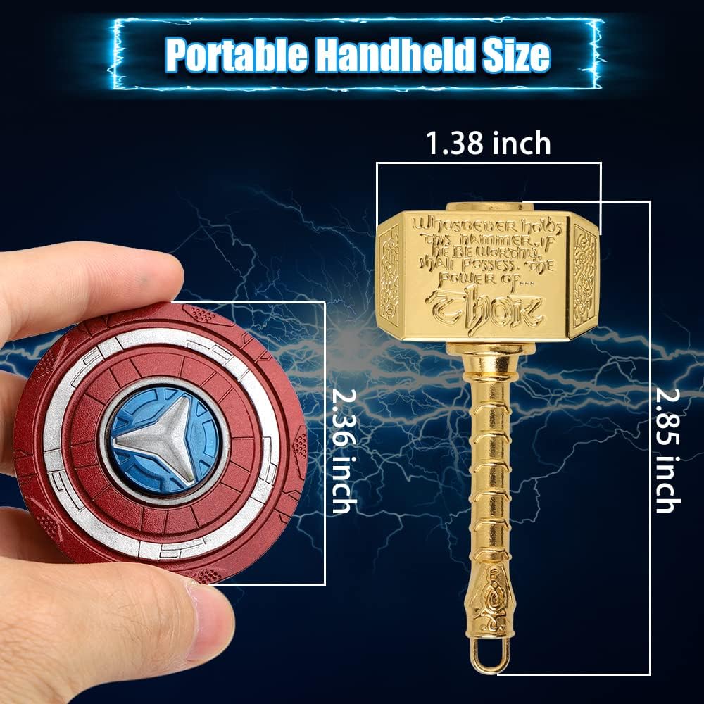 Transformable Fidget Spinner, Metal Hand Hammer Fidgit Chain Toy for Kids Adults, Cool Shield Fingertip Gyro Stress Relief Cube for Office, Stocking Stuffer Gifts for Christmas 2 Pack
