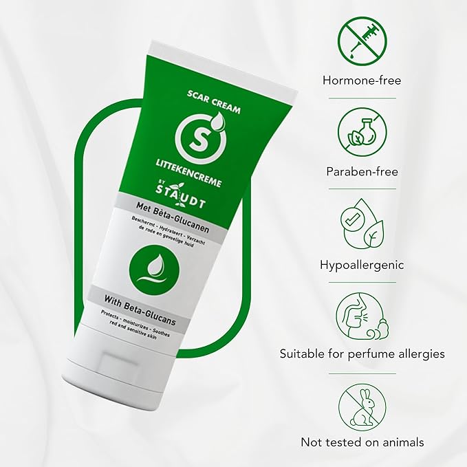 STAUDT Premium Scar Cream - 100 ml Value Size - Advanced Formula with Vitamin E, Honey, Hyaluronic Acid & Silicone - Intensive Healing of Old & New Scars, Surgical, Acne, Burns, Stretch Marks, Eczema