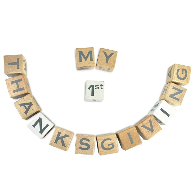 I'm Solid Wood Baby ABC Alphabet Milestone Age Blocks, Personalized Own Name, Gender Neutral, Newborn Gifts & Keepsakes for Picture Props (1.4" / 16 Pcs/Grey)