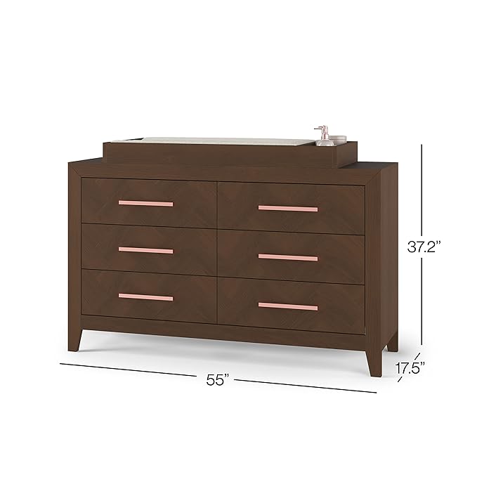 Child Craft Kieran Changing Table Topper, Convert Dresser into a Changing Table Surface, Securely Attaches, Non-Toxic, Baby Safe Finish (Toasted Chestnut)