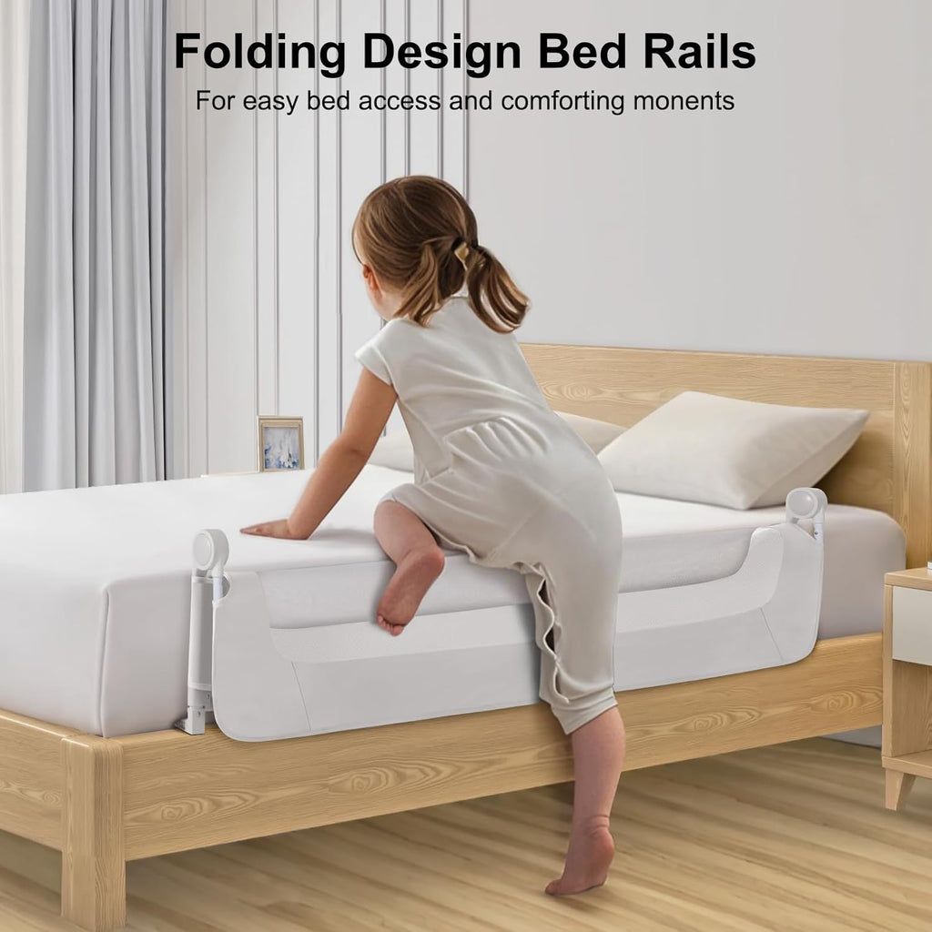 Bed Rail for Toddlers,Swing Down Kids Bed Rails Guard for Twin,Full,Queen,Bunk Size Bed,Extra Tall Childbed Rail Guard with Reinforced Anchor Safety System(White,40 Inch,1 Side)