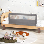 HONEY JOY Bed Rail for Toddlers, 59-in Extra Long, Portable Safety Bed Guardrail w/Double Safety Child Lock, Foldable Baby Bed Rail Guard, Fit King & Queen Full Twin Size Bed Mattress (1 Pack, Gray)