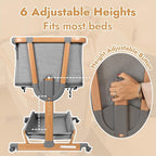 Papablic 4 in 1 Baby Bassinet, Bedside Bassinet for Baby, Adjustable Rocking Bassinet Bedside Sleeper with Soft Mattress & Storage Basket, Easy to Assemble