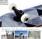 WhiteFang Skateboards for Beginners, Complete Skateboard 31 x 7.88, 7 Layer Canadian Maple Double Kick Concave Standard and Tricks Skateboards for Kids and Beginners