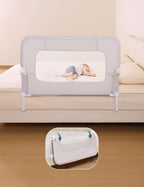 BABELIO Bed Rail for Toddlers, 43" Wide Swing Down & Adjustable Height Toddler Bed Rails for Kids/Elderly/Adults, Baby Side Railing for Twin/Full/Queen/King Size