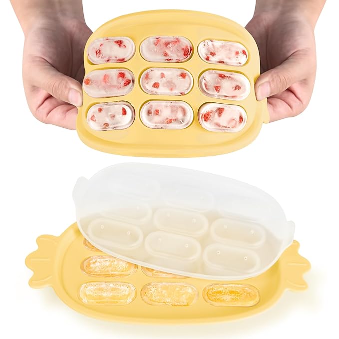 Haakaa Baby Popsicle Mold - Baby Food Maker & Breastmilk Teething Freezer Tray - BPA Free Silicone-Yellow