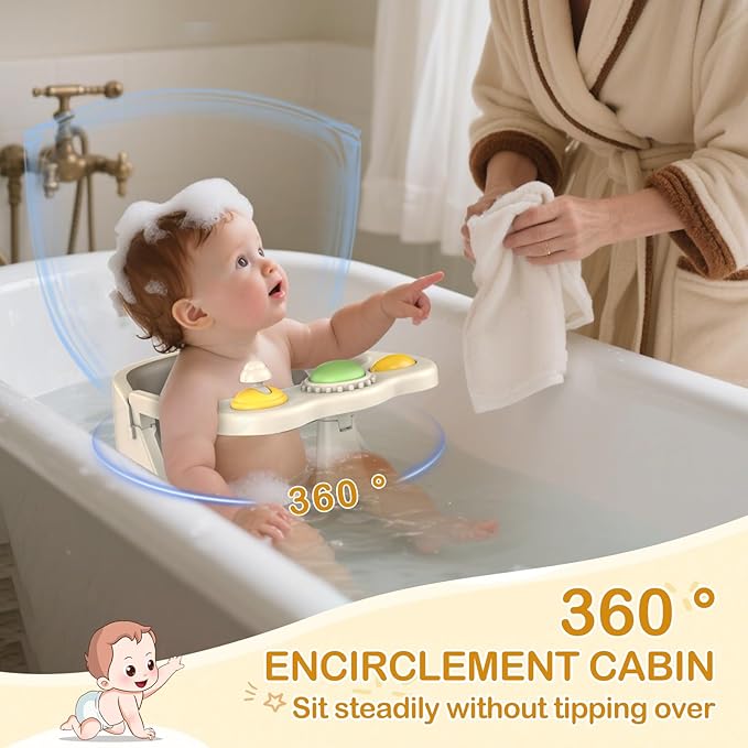 Baby Bath Seat for Babies 6 Months & Up - Non-Slip Toddler Bath Seat for Baby & Newborn with Suction Cups, Safe Baby Bath tub Seat with Suction Cups, Baby Bath Chair