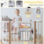 Accmor Hanging Baby Diaper Caddy Organizer, Diaper Stacker, Baby Crib Hanging Classified Storage Bag Organizer for Changing Table, Crib, Playard or Wall & Nursery Organization, Grey Cloud