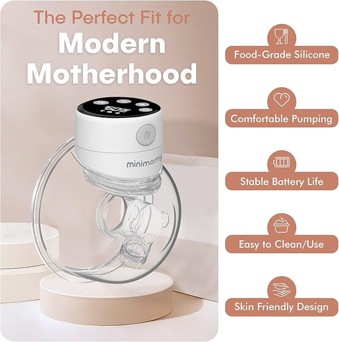 Wearable Hands-Free Electric Breast Pump – Double Portable Pump, 3 Modes 12 Levels, Quiet Rechargeable Breastfeeding Pump, LED Display, 24mm & Multiple Flange Sizes (1 Count)