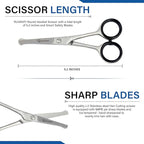 Ruvanti 5.2" Kids Hair Cutting Scissors - Safety Rounded Tip Barber Shears for Children, Infants & Facial Hair Trimming - Sharp Stainless Steel Blades, Ergonomic Grip - Ideal for Home & Salon Use