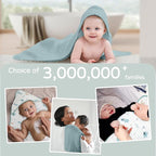 Yoofoss Hooded Baby Towels for Newborn 2 Pack 100% Muslin Organic Cotton Baby Bath Towel with Hood for Babies, Infant, Toddler and Kids, 32x32Inch, Soft and Absorbent Newborn Essential,Blue Elephant