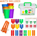 Bmag Counting Bears with Matching Sorting Cups,Number Color Recognition STEM Educational Toy for Toddler, Pre-School Learning Toy with 90 Bears,2 Tweezers,11 Activity Cards,1 Storage Box