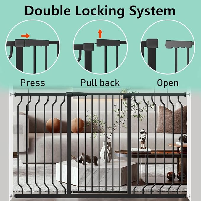 ALLAIBB Black 40.55" Extra Tall Wide 29.92-46.85" Baby Gate Pressure Mounted Walk Through Child Kids Safety Toddler Tension Pet Dog Gates with Extension for Doorways Kitchen