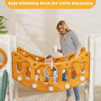 KORIMEFA 10 in 1 Toddler Slide Set, Kids Slide for Toddlers, Outdoor Indoor Playground for Toddlers 1-3, Toddler PlaySet with Basketball Hoop and Ball Golf Set, Climbing Arch(Yellow & Green)