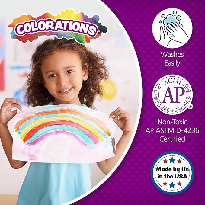 Colorations Paraben-Free Washable Tempera Paint for Kids - 1 Gallon Value Size. Vibrant White. Non-Toxic and Made in The USA