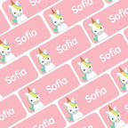 Personalized Name Labels for Kids (120) – Custom Waterproof & Durable Stickers for Clothing, Daycare, Office & School Supplies - Unicorns