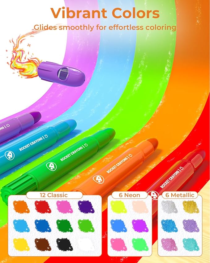 24 Colors Twist Crayons for Toddlers 1-3, Non-Toxic Washable Crayons for Ages 4-8 with Storage Bucket, Ultra-Silky and Easy to Hold Art Supplies, Ideal Coloring Gift for Boys and Girls