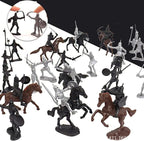 28pcs/Set Medieval Knights Toy Soldier - Army Figures Miniature Playset with Cavalry, Horses and Soldiers (Knights and Horse Set)