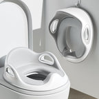 Potty Training Toilet Seat, Toddler Toilet Seat Attachment with Safety Handles, Detachable Soft Cushion, Anti-Slip Design and Splash Guard, Baby Toilet Seats for Kids, Boys and Girls (Grey)