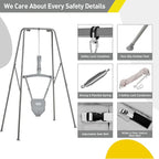 FUNLIO 2 in 1 Swing Set for Toddler & Baby Jumper, Heavy Duty Kids Swing & Bouncer with 4 Sandbags, Foldable Metal Stand for Indoor/Outdoor Play, Easy to Assemble and Store - Grey