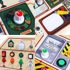 JAUNTY Montessori Wooden Busy Board for Toddlers 3 4 5 Years Old, Wooden Sensory Toddler Toys with LED Light Switches, TV Radio Telegram and Car Driving, Travel Toys Birthday for Boys Girls