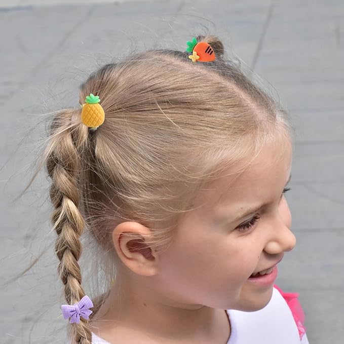 100PCS Baby Hair Ties, Cotton Toddler Hair Ties for Girls and Kids, Seamless Hair Bands, Elastic Ponytail Holders（Random color 100 B）