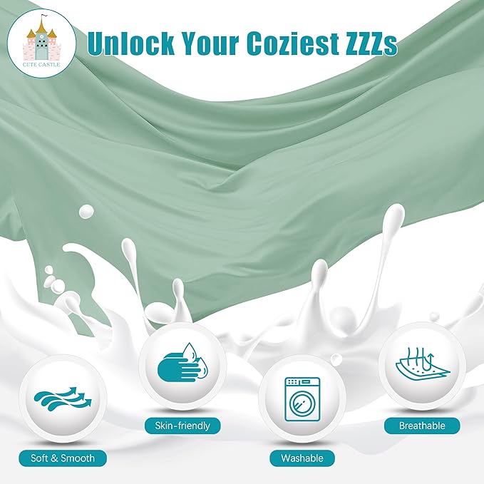 Cute Castle Pregnancy Pillows, Soft U-Shape Maternity Pillow with Removable Cover - Full Body Pillows for Adults Sleeping - Pregnancy Must Haves - Jumbo 57 Inch - Green