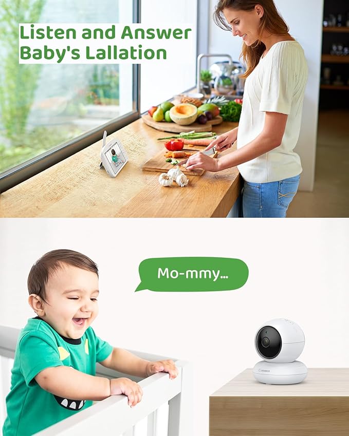 SANNCE Baby Monitor with 1080P Camera & Night Light,5.5" Baby Monitor with Temperature and Sound Alarm, PTZ,IR Night Vision,Power Reminder,1000ft Range