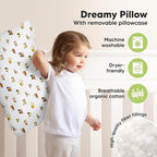 KeaBabies Toddler Pillow with Pillowcase, Jumbo 14X20 - Soft Organic Cotton Toddler Pillows for Sleeping - Machine Washable - Perfect for Travel, Toddler Bed Set (Construction)