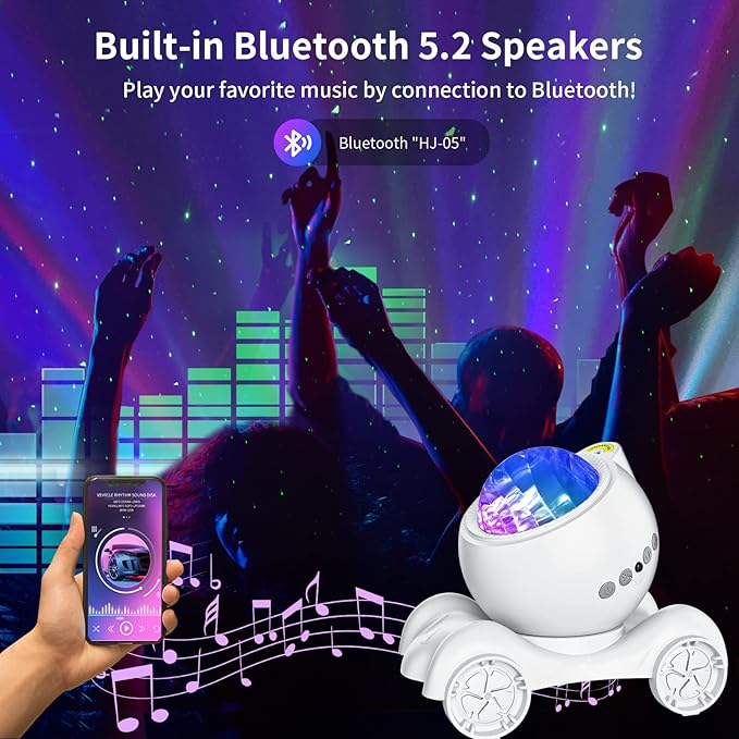 ENOKIK Northern Light Projector, Aurora Star Projector Built-in Bluetooth Speaker, White Noise Machine for Kids Adults, Galaxy Light for Bedroom/Ceiling/Party/Gift (White)