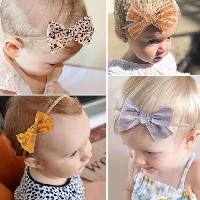 Baby Girl Headbands and Bows, Newborn Infant Toddler Nylon Hairbands Hair Accessories