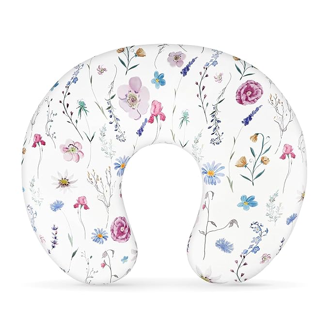 Pea Pod Nursing Pillow Cover Breastfeeding Pillow Slipcover for Moms Soft Breathable Organic Knit Fabric Newborn Infant Feeding Pillow Covers for Baby Girl Boy, Stylish Floral