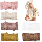 Handmade Baby Headbands Soft Stretchy Nylon Hair Bands with Bows for Newborn Infant Baby Toddler Girls- Pack of 6 (SYTLEA-01, MEDIUM)
